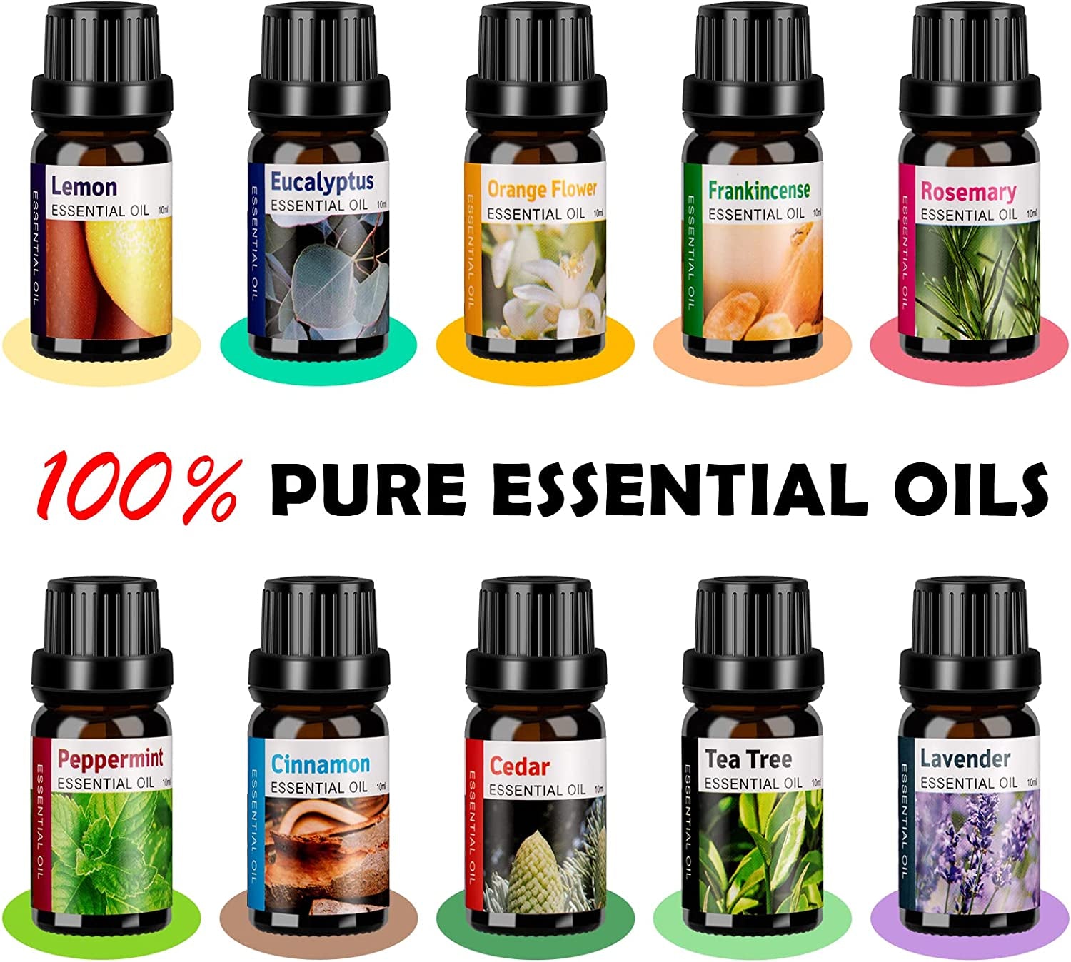 Aroma Humidifier for Essential Oil Large Room Diffuser Set with 10 Essential Oils, Aromatherapy Ultrasonic 550Ml Diffusers for Essential Oil, Bedroom Vaporizer Cool Mist Humidifier for Home and Office