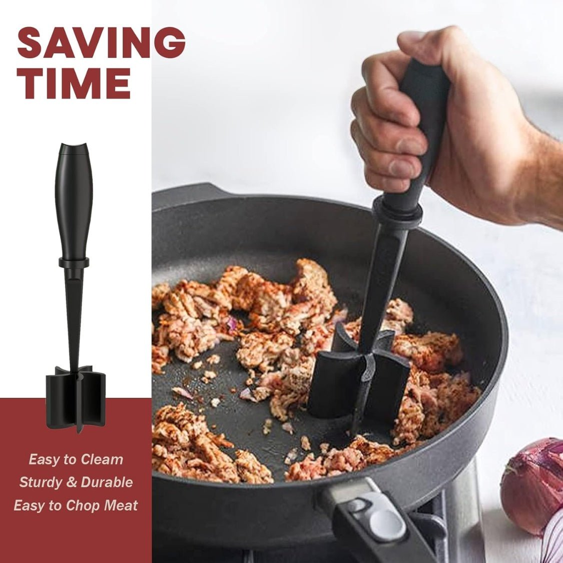 Meat Chopper, Hamburger Grinder, Premium Heat Resistant Smasher For Ground Beef, Burger Grinder Nylon Potato Mix Tool - Mellies