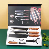 6 PCS Kitchen Knife Sets, Steel Kitchen Knives Set Tools Forged Kitchen Knife Scissors Ceramic Peeler Chef Slicer Knife Gift Case - Mellies