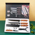 6 PCS Kitchen Knife Sets, Steel Kitchen Knives Set Tools Forged Kitchen Knife Scissors Ceramic Peeler Chef Slicer Knife Gift Case - Mellies