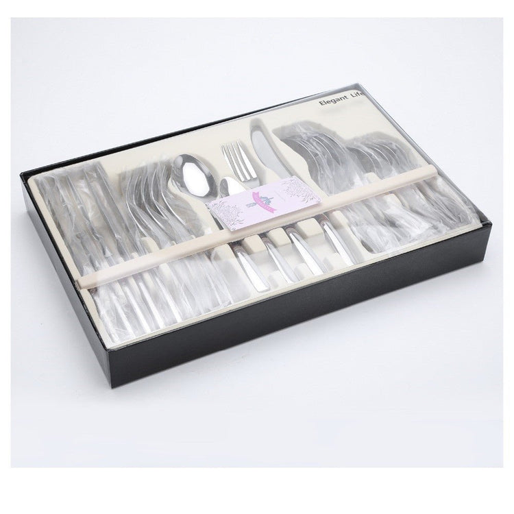 24 PCS Flatware Set Cutlery Dinnerware Spoon Knives Gift Box - Mellies