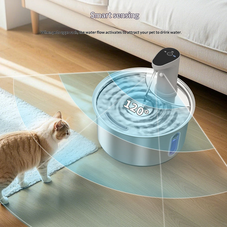 Round Stainless Steel Cat Water Fountain - Mellies