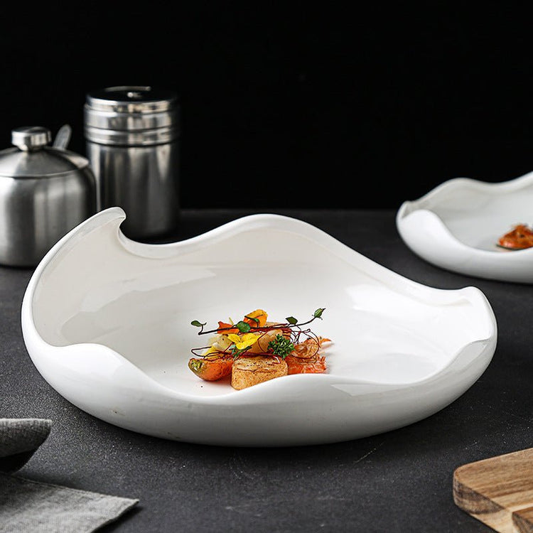 White Porcelain Serving Dish | Ridged Design | 3 Sizes - Mellies
