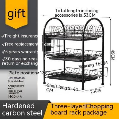 Multi - layer Floor Draining Bowl Rack - Mellies