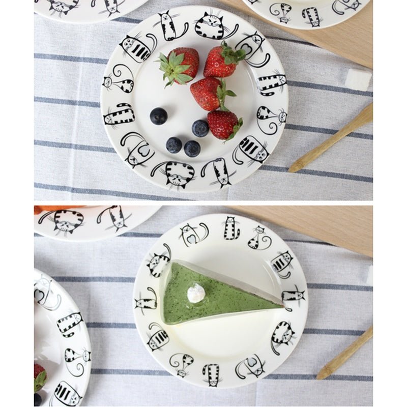 Cute Cat Porcelain Plates | Set of 4 | 6 inch - Mellies