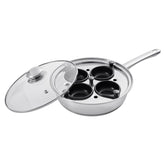 Egg Poacher Pan, 4 - Cup Poached Egg Maker, Stainless Steel Poaching Pan And Frying Skillet, With 4 Nonsitck Detachable Large Cups, Lid, And Silicone Spatula, Compatible With Induction Stovetop - Mellies