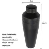 Exquisite 8 - piece Set Matte Black Stainless Steel Cocktail Shaker Set Bar Tools - Mellies