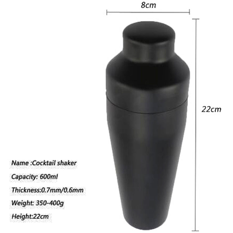 Exquisite 8 - piece Set Matte Black Stainless Steel Cocktail Shaker Set Bar Tools - Mellies