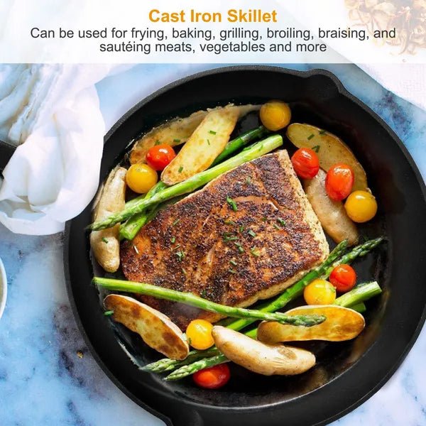 3Pcs Pre-Seasoned Cast Iron Skillet Set 6/8/10in Non-Stick Oven Safe Cookware Heat-Resistant Frying Pan - Mellies