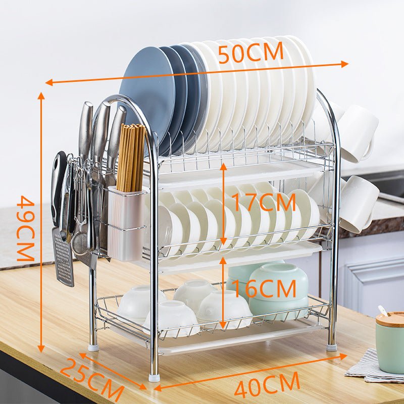 Multi - layer Floor Draining Bowl Rack - Mellies