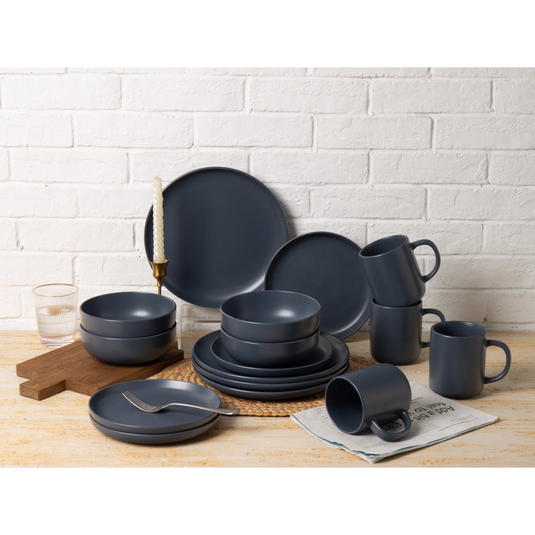 12 - Piece Stoneware Dinnerware Sets With Mugs Microwave Dishwasher Safe Non - Toxic Dinner Plates Bowls Set Stackable Matte Glaze Kitchenware For 3 - Mellies