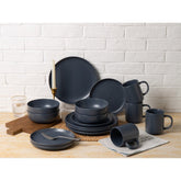 12 - Piece Stoneware Dinnerware Sets With Mugs Microwave Dishwasher Safe Non - Toxic Dinner Plates Bowls Set Stackable Matte Glaze Kitchenware For 3 - Mellies
