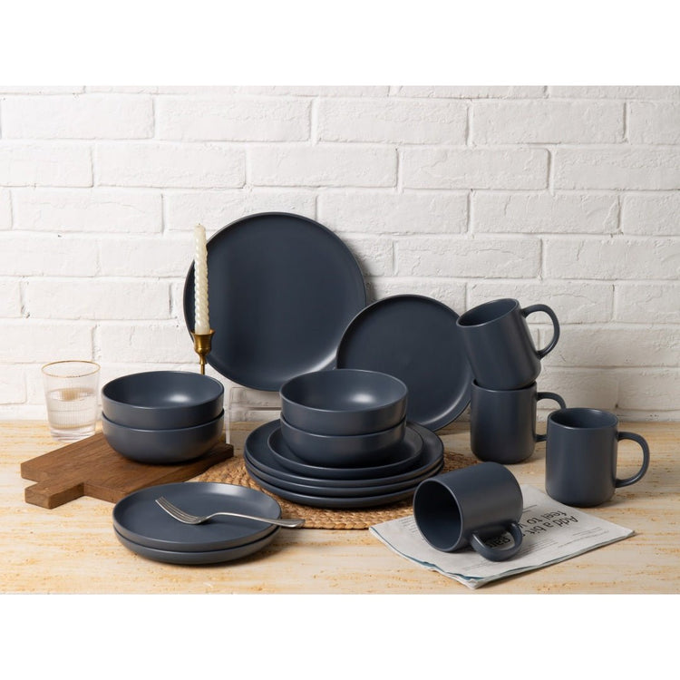 12 - Piece Stoneware Dinnerware Sets With Mugs Microwave Dishwasher Safe Non - Toxic Dinner Plates Bowls Set Stackable Matte Glaze Kitchenware For 3 - Mellies