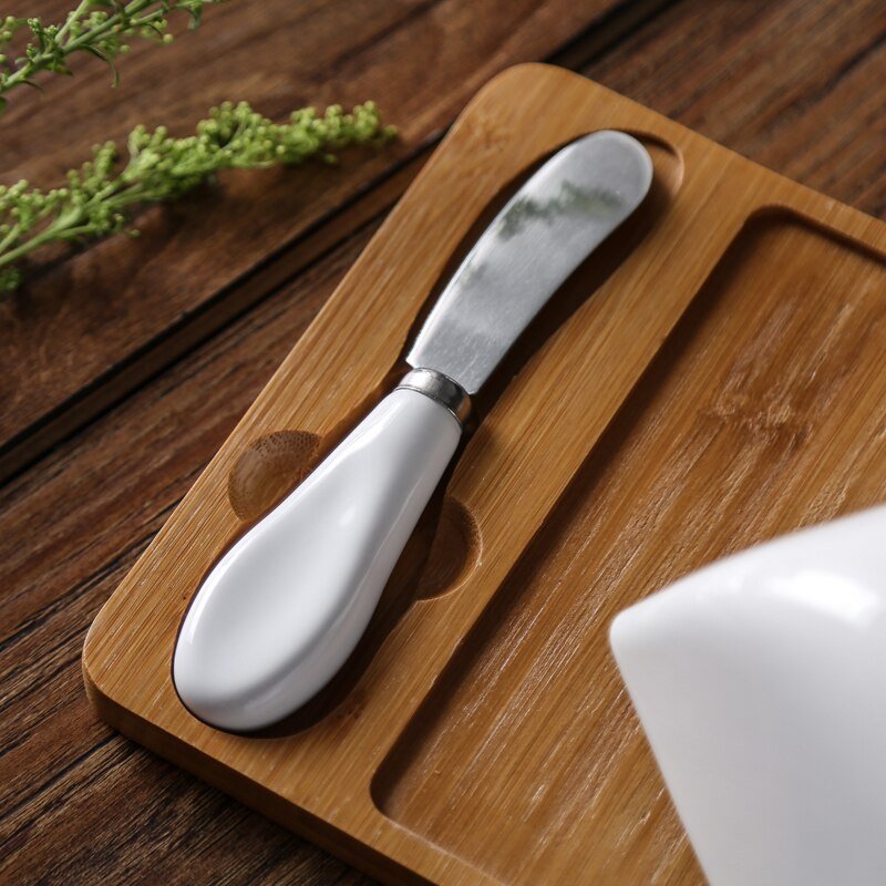 Simple Rectangle Ceramic Butter Dish With Lid Set - Mellies