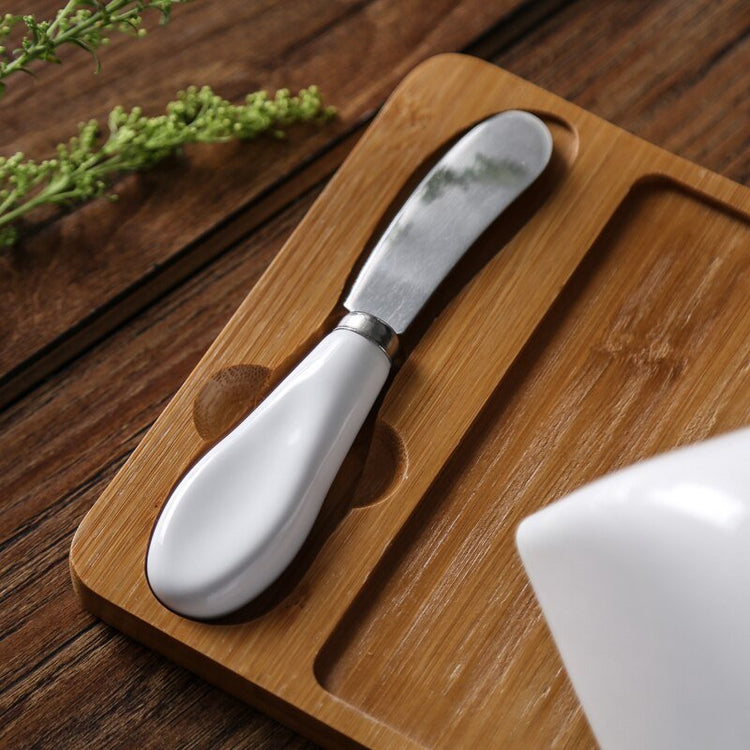 Simple Rectangle Ceramic Butter Dish With Lid Set - Mellies