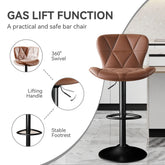 Modern Bar Stools Set Of 2, Adjustable Faux Leather Upholstered Swivel Bar Stools, Counter Height Bar Chairs With Back For Kitchen Island - Mellies