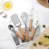 9 - Piece Kitchen Gadget Set | Stainless Steel & Beech Wood Handles - Mellies