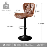 Modern Bar Stools Set Of 2, Adjustable Faux Leather Upholstered Swivel Bar Stools, Counter Height Bar Chairs With Back For Kitchen Island - Mellies