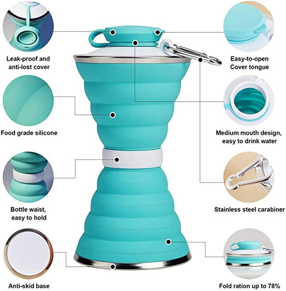 Foldable Silicone Water Bottle | 500ml | BPA - Free - Mellies