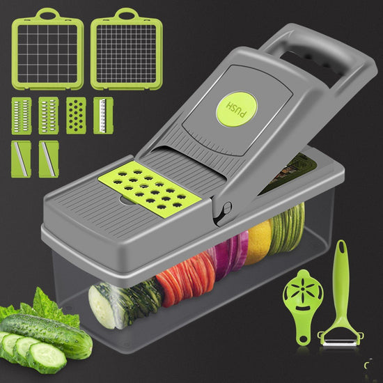 Multi - Blade Vegetable Cutter & Slicer Set | 14 - in - 1 or 16 - in - 1 - Mellies