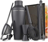 Exquisite 8 - piece Set Matte Black Stainless Steel Cocktail Shaker Set Bar Tools - Mellies