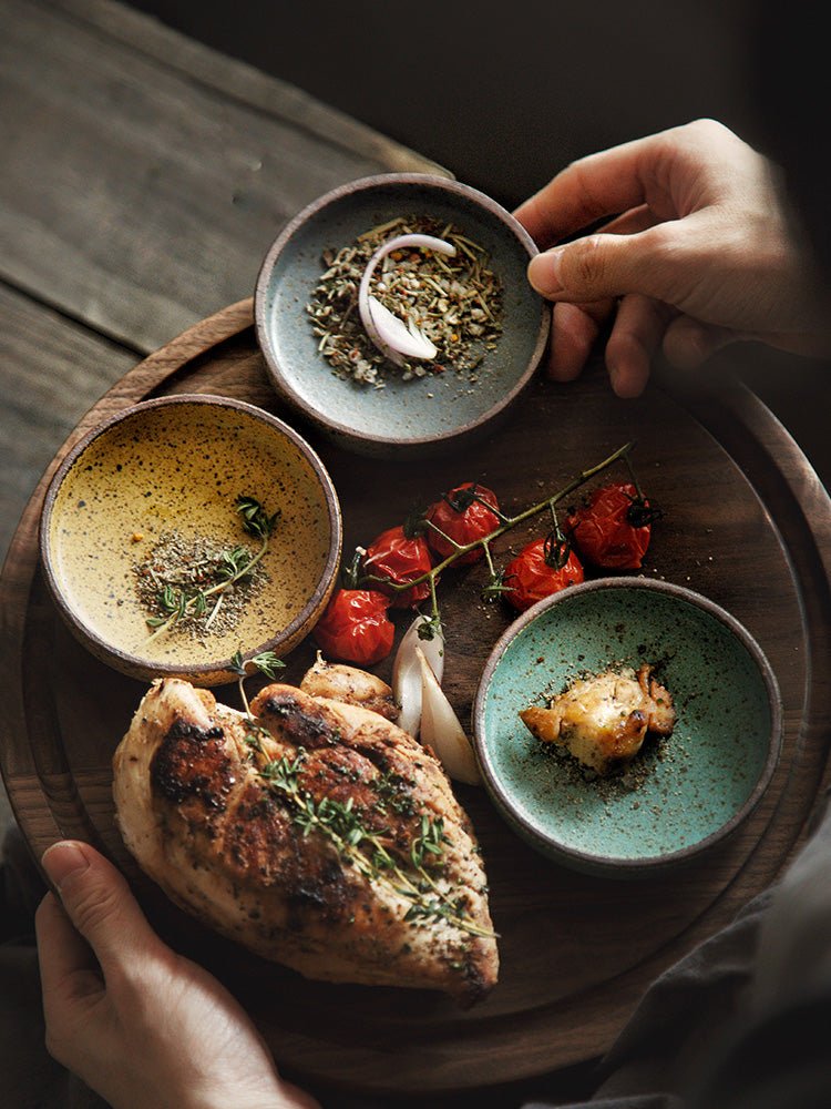 Retro Style Creative Ceramic Tableware Household Restaurant Clay Dishes Dishes Rice Bowls Sauces Dessert Dishes Flavor Dishes - Mellies