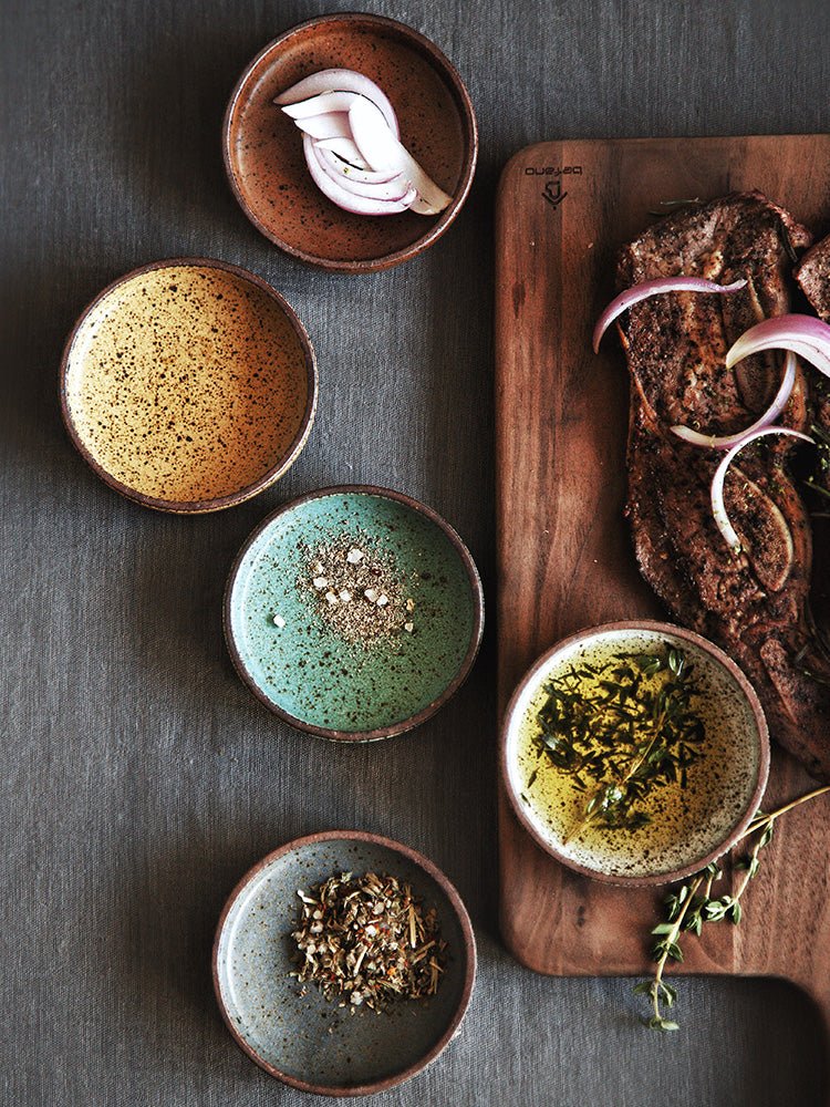 Retro Style Creative Ceramic Tableware Household Restaurant Clay Dishes Dishes Rice Bowls Sauces Dessert Dishes Flavor Dishes - Mellies