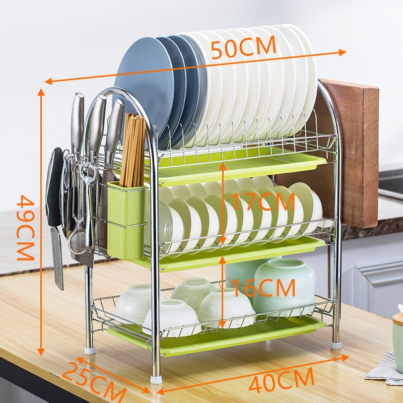 Multi - layer Floor Draining Bowl Rack - Mellies