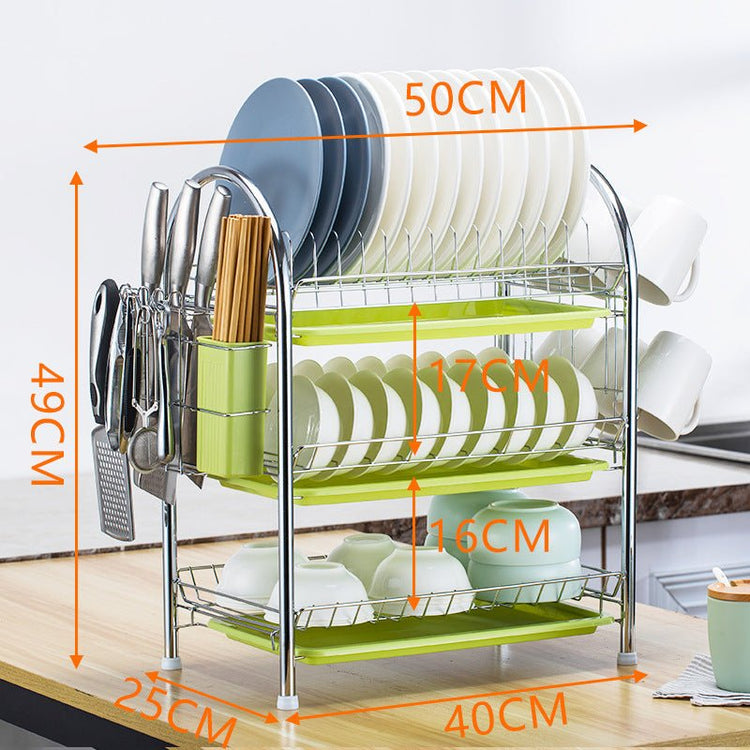 Multi - layer Floor Draining Bowl Rack - Mellies