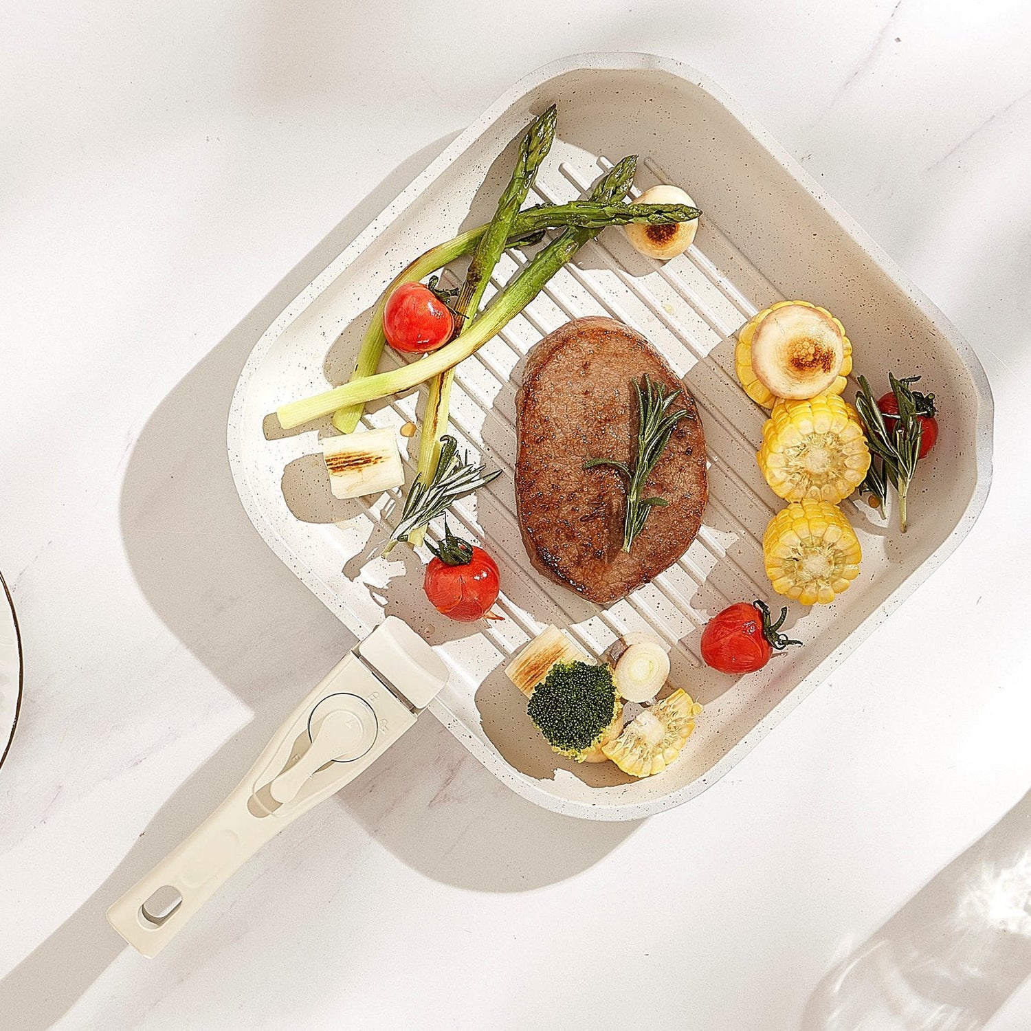 17 Piece Pots And Pans Set Granite Nonstick Kitchen Cookware Induction White - Mellies