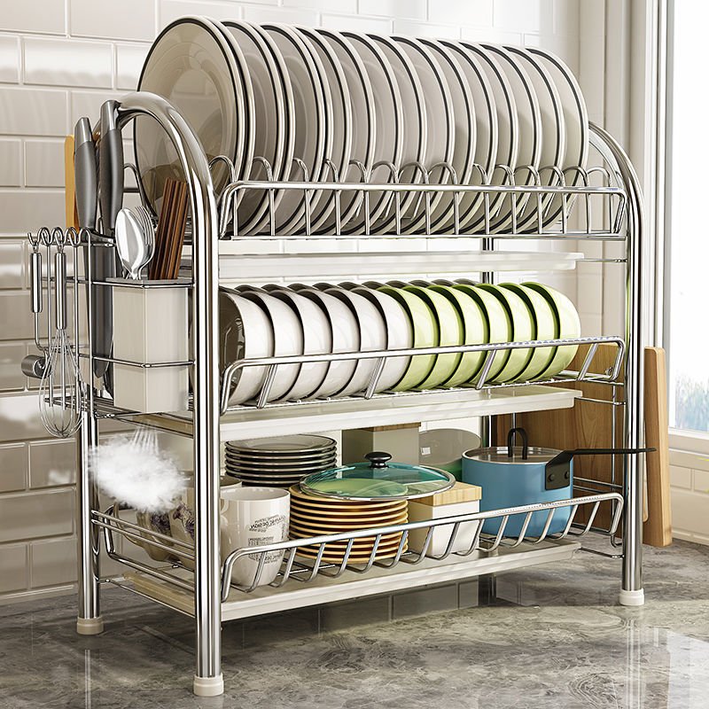 Multi - layer Floor Draining Bowl Rack - Mellies