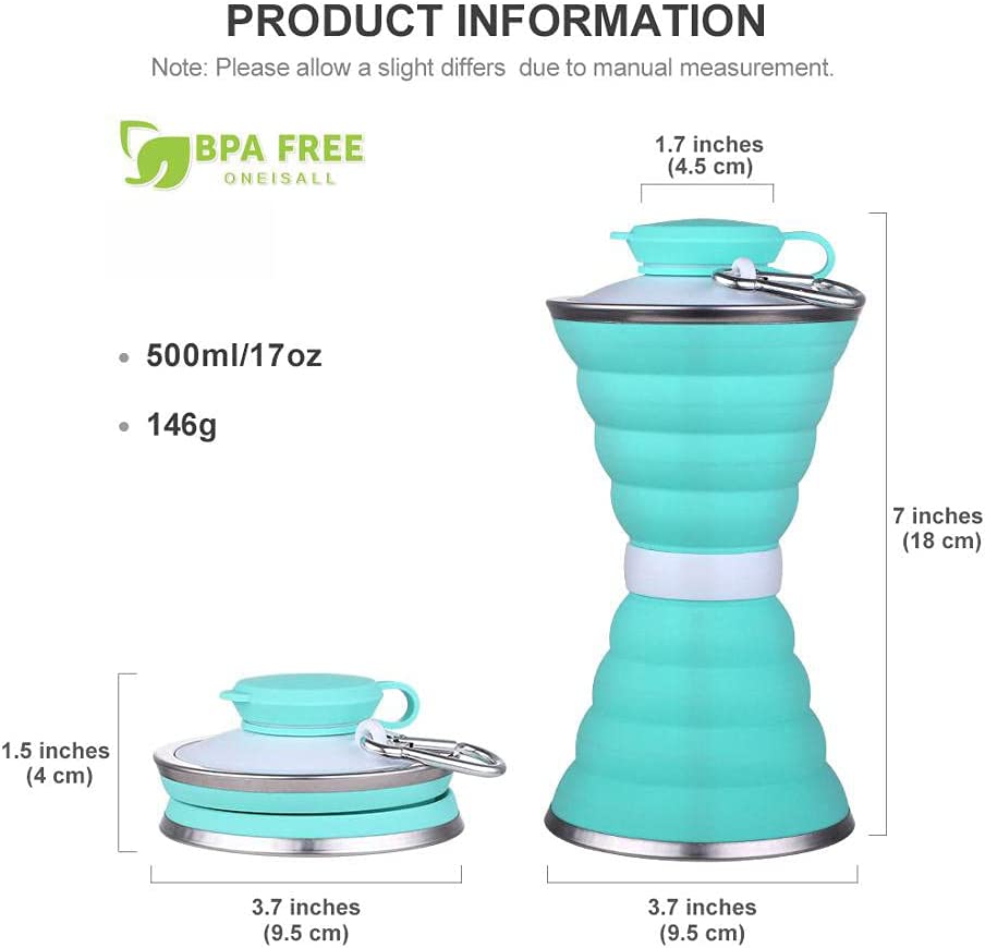 Foldable Silicone Water Bottle | 500ml | BPA - Free - Mellies