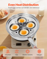 Egg Poacher Pan, 4 - Cup Poached Egg Maker, Stainless Steel Poaching Pan And Frying Skillet, With 4 Nonsitck Detachable Large Cups, Lid, And Silicone Spatula, Compatible With Induction Stovetop - Mellies