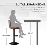 Modern Bar Stools Set Of 2, Adjustable Faux Leather Upholstered Swivel Bar Stools, Counter Height Bar Chairs With Back For Kitchen Island - Mellies
