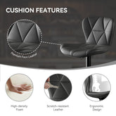 Modern Bar Stools Set Of 2, Adjustable Faux Leather Upholstered Swivel Bar Stools, Counter Height Bar Chairs With Back For Kitchen Island - Mellies