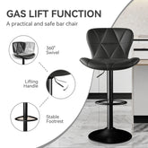 Modern Bar Stools Set Of 2, Adjustable Faux Leather Upholstered Swivel Bar Stools, Counter Height Bar Chairs With Back For Kitchen Island - Mellies