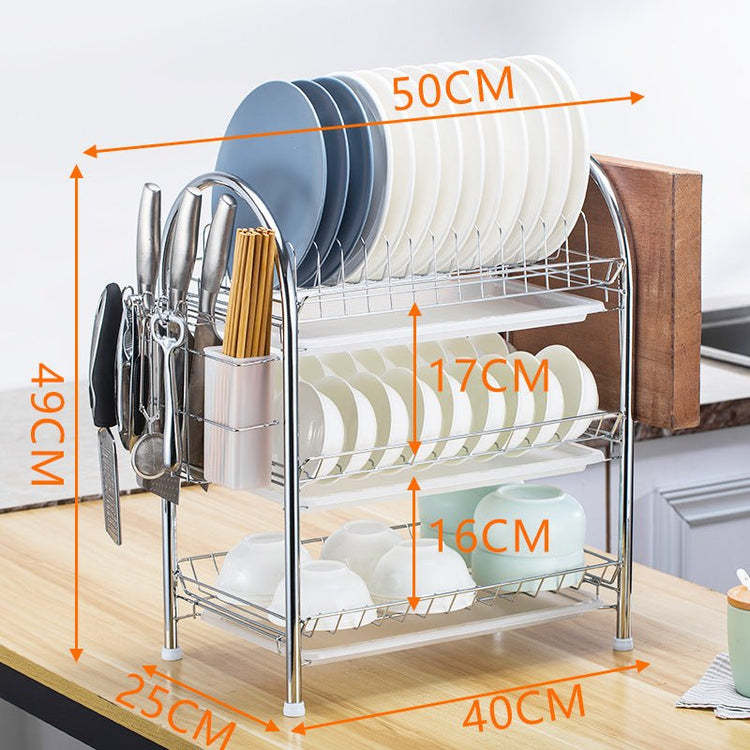 Multi - layer Floor Draining Bowl Rack - Mellies
