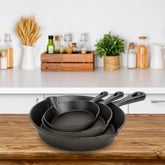 3Pcs Pre-Seasoned Cast Iron Skillet Set 6/8/10in Non-Stick Oven Safe Cookware Heat-Resistant Frying Pan - Mellies