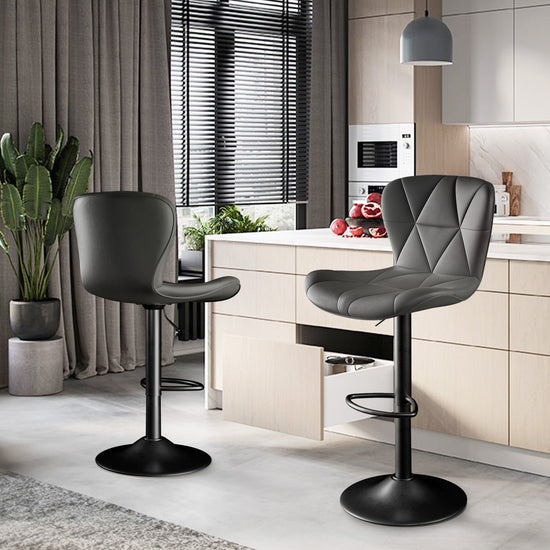 Modern Bar Stools Set Of 2, Adjustable Faux Leather Upholstered Swivel Bar Stools, Counter Height Bar Chairs With Back For Kitchen Island - Mellies