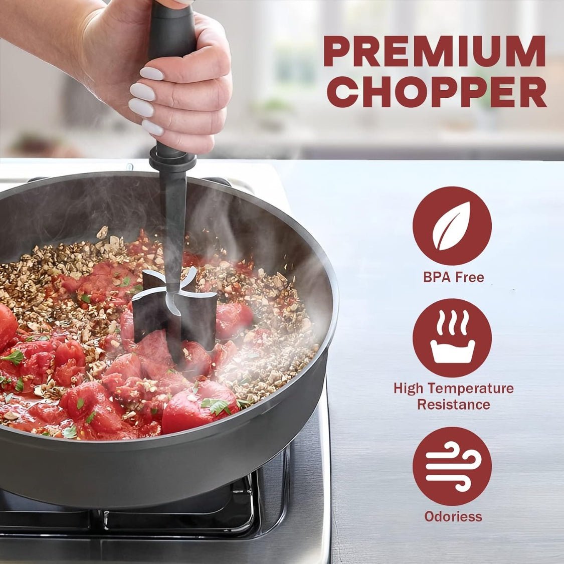 Meat Chopper, Hamburger Grinder, Premium Heat Resistant Smasher For Ground Beef, Burger Grinder Nylon Potato Mix Tool - Mellies