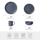 12 - Piece Stoneware Dinnerware Sets With Mugs Microwave Dishwasher Safe Non - Toxic Dinner Plates Bowls Set Stackable Matte Glaze Kitchenware For 3 - Mellies